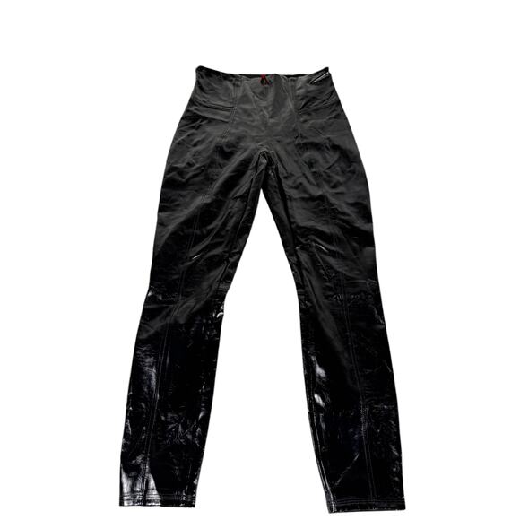 SPANX Pants - Women's Spanx Black Faux Leather High Rise Leggings Size Large